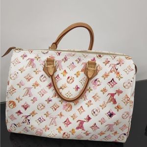 Louis Vuitton speedy 35 aquarelle white handbag